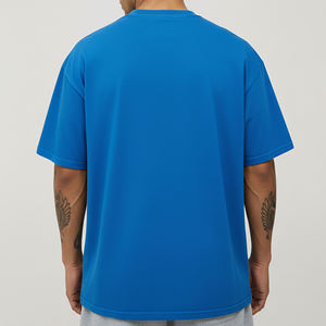 T-shirt noir oversize pour homme, style nouveau, épaules tombantes, coton lourd 100%, couleur unie, respirant, style hip hop. - Product Image 2