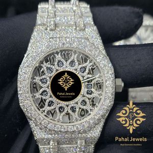 นาฬิกาข้อมือผู้หญิง Pahal Jewels หรูหรา สายสแตนเลสประดับมอสซาไนต์ หน้าปัดคริสตัลแซฟไฟร์แบบโปร่งใส ระบบควอตซ์ ขนาด 38 มม. พร้อมตัวล็อคแบบพับ - Product Image 1