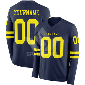 Custom Men's Black <b>Gold</b> American Football Jersey V-Neck Full Sleeve Sublimated Moisture Wicking Team Name <b>Number</b> Print - Product Image 4