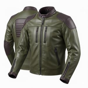 Veste de sécurité renforcée pour hommes, vestes pour hommes, équipement de course en cuir pour moto, vêtements de motard en cuir de vachette, haute qualité USA. - Product Image 2