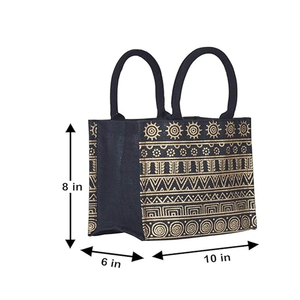 กระเป๋าช้อปปิ้งผ้ากระสอบคุณภาพพรีเมียม ลายเรขาคณิต สไตล์โบฮีเมียน แฟชั่น สะพายง่าย หูหิ้วบุผ้า แข็งแรง จุของได้เยอะ - Product Image 3