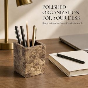 Porte-maquillage élégant en marbre pour pinceaux, eye-liners, mascara et produits de beauté quotidiens, design luxueux en pierre naturelle à prix abordable - Product Image 2