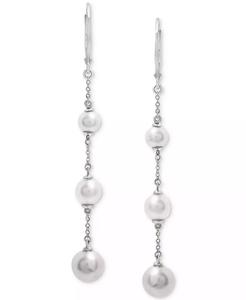 Orecchini Pendenti a Goccia Graduati con Perle d'Acqua Dolce Coltivate (5-7mm) in Argento Sterling |   Macy's - Product Image 3