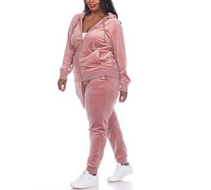 Ensemble de survêtements en velours grande taille pour femmes Survêtement 2 pièces respirant à taille élastique à séchage rapide - Product Image 2