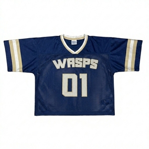 เสื้อฟุตบอลอเมริกัน Wasps คอวี ผ้าตาข่าย ระบายอากาศได้ดี แขนสั้น สำหรับผู้ชาย รุ่น 01 ลายพิมพ์ Tackle Twill - Product Image 2