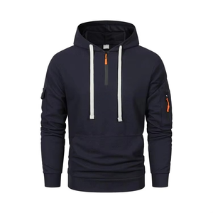 Sweat-shirts et sweats à capuche personnalisés pour hommes – Coupe-vent uni en polaire chaude 100 % coton, idéal pour l'automne et l'hiver, coupe oversize, écologique - Product Image 2