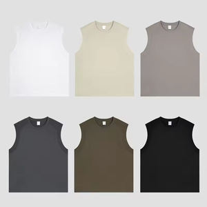 Camisetas sin mangas al por mayor con logo personalizado, 100% algodón, estilo atlético, para entrenamiento, con efecto lavado ácido, moda sin mangas. - Product Image 1