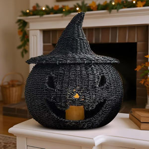 Cesta de calabaza de mimbre tejida al mejor precio, portavelas de calabaza para decoración de Halloween de Vietnam - Product Image 4