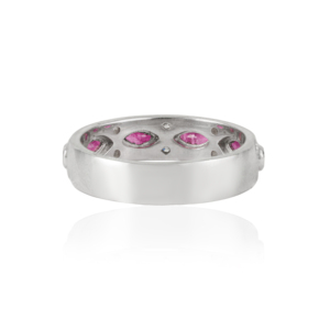 Bague demi-éternité en argent sterling 925 massif avec rubis taille marquise et diamants ronds, bijou à porter au quotidien - Product Image 6