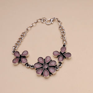 Pulsera de Latón Oxidado con Cuentas, Diseño Floral Rosa Étnico y Moderno, con Engaste de Bisel, Joyería de Moda para Mujer - Product Image 2