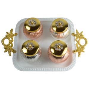 Pots à biscuits décoratifs en métal multi-motifs, parfaits pour la décoration de table, avec finition brillante et colorée. - Product Image 1