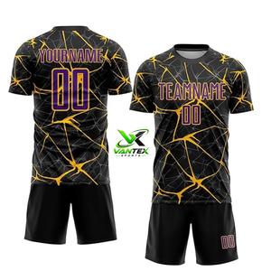 ชุดฟุตบอลสั่งทำ Vantex Sports สีดำลายเหลือง แขนสั้น หมายเลข 00 พิมพ์ลาย ผ้าโพลีเอสเตอร์ 100% แห้งเร็ว - Product Image 1