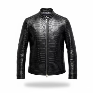 Chaqueta de Cuero Personalizada con Grabado Python para Hombre, Piel de Vacuno Genuina, Estilo Motero de Lujo, Servicio de Muestras de Fábrica OEM ODM Disponible - Product Image 1