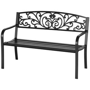 Banc de jardin noir pour l'extérieur, avec accoudoirs, pour la terrasse, le porche ou la cour - Product Image 5