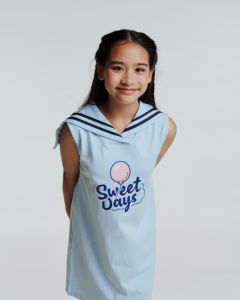 Joey มินิเดรสลำลองผ้าฝ้าย100% สำหรับเด็กผู้หญิงชุดเดรสแขนสั้นสไตล์กะลาสีสีน้ำเงินเหลืองสำหรับวันเกิดฤดูร้อนฤดูใบไม้ร่วง - Product Image 2