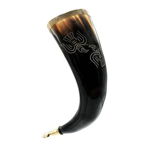 Cornes à boire viking naturelles de haute qualité, sculptées à la main, écologiques, design inspiré du corne de buffle, art populaire pour la bière et le vin - Product Image 1