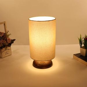 Cylindrical Fabric Table Lamp with Mechanical Control Modern <b>Bedside</b> <b>Reading</b> <b>Light</b> Tabletop Decorative Lamp for Bedroom - Product Image 1