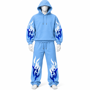 New Style Hooded Tracksuit Set Solid Color Casual Full Length 100% Cotton Oversized Tracksuit Set <b>For</b> <b>Sale</b> - Product Image 5