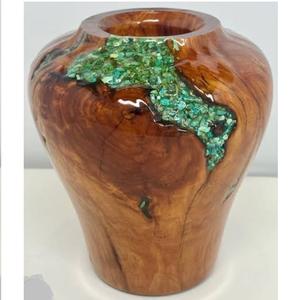 Décoration de table en bois de manguier sculpté à la main pour salon, bureau, cadeaux et vente en gros, vase à fleurs en bois écologique - Product Image 3