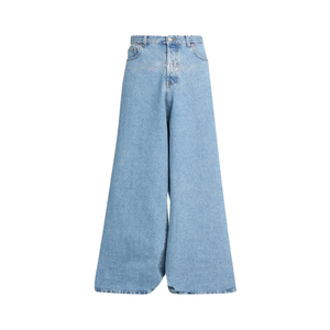 Jean en denim personnalisé 2026 pour homme, avec logo cristal, coupe baggy, cinq poches, longueur intégrale, super ample, en denim délavé, unisexe - Product Image 3