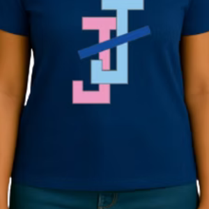 Camiseta de Mujer Azul Oscuro con Diseño de Letras Entrelazadas, Estilo Casual para el Día a Día, Ropa Urbana Cómoda, Prenda Superior de Moda - Product Image 3