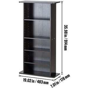 Gabinete de Almacenamiento de Medios de 5 Niveles, Estantes Ajustables para CD y DVD, Capacidad para 240 CD, Protege y Organiza Música, Películas y Vídeos - Product Image 2