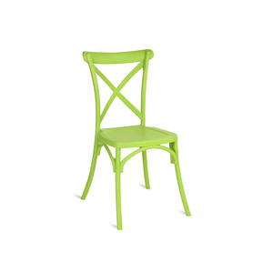 Silla de Comedor Moderna Apilable con Respaldo Cruzado de PP Verde, Ecológica, Ajustable, Muebles Duraderos para Interiores/Exteriores para Hoteles y Bodas - Product Image 6