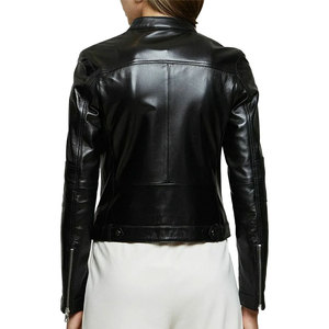 2026 High Quality Women’s Slim Fit Leather Biker Jacket Cropped Zipper Coat Fashionable Outerwear Trendy Design - Product Image 2