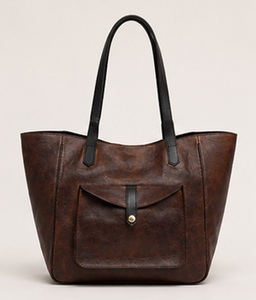 Sac fourre-tout de plage bohème vintage en cuir véritable de qualité supérieure, marron, pour femmes, sac à main de luxe, poche avant, fermeture magnétique - Product Image 1