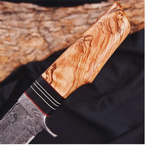 Cuchillo de Caza de Acero de Damasco de Grado Industrial Sm Knives - Cuchillo Personalizado OEM Hecho a Mano para Acampar al Aire Libre con Hoja de 6.5 Pulgadas y Cuerno de Ciervo - Product Image 3