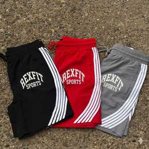 Shorts de sport REXFIT pour hommes, pour la gym et l'entraînement, violet, avec logo personnalisé, pour la course à pied, avec bandes latérales et taille élastique, fournisseur - Product Image 6