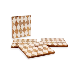 Indian-Shelf 5mm Thick Square Eco-Friendly Wood Resin <b>Coasters</b> <b>Set</b> for Dining Table-Modern Design - Product Image 1