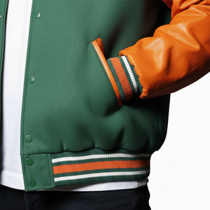 Blouson universitaire pour homme 100 % laine de qualité supérieure, style urbain, col montant, motif uni, teinture unie sur le devant - Product Image 4