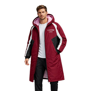 High Quality Custom Logo Wholesale Swim <b>Parka</b> <b>Waterproof</b> Windproof Thermal Lined Hooded Long <b>Jacket</b> for Swimmers Beach Pool - Product Image 1