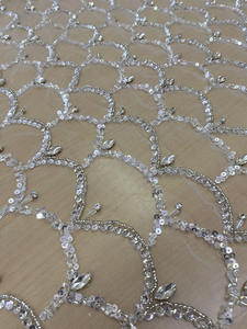 ผ้าลูกไม้ประดับลูกปัดลูกปัดผ้าตาข่ายปักด้วยมือหนาสำหรับชุดแต่งงานสุดหรูและชุดราตรี - Product Image 3