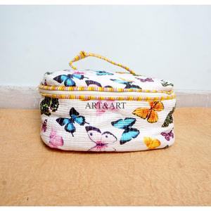 3-Piece Eco-Friendly Quilted Indian Cotton Print Zipper Closure for Bags Cosmetic <b>Cases</b> Set for Travel Makeup Organization - Product Image 2