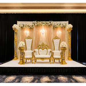 Maharaja Style Wooden Wedding <b>Sofa</b> Set Detachable Customized Size Wholesale Personalized Color Carving High Back Wedding - Product Image 1