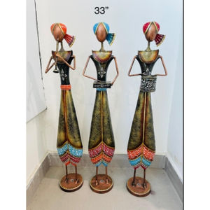 Set de Figuras Metálicas de Músicos Tradicionales Indios (Set 3) - Diseño Art Deco con Patrón Vertical, Móviles y Multifuncionales para Pascua - Product Image 3