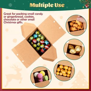 TH CBB-581 Christmas Gingerbread House Gift Boxes Kraft Paper Candy Cookie Packaging Box Holiday Treat Bags With Ribbon - Product Image 3