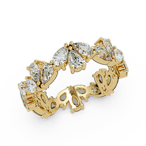 Hermosa banda de oro de 14 quilates con diamantes cultivados en laboratorio de corte pera alternado, anillo de aniversario, anillo de boda, joyería de moda. - Product Image 3