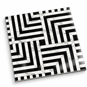 Carreaux de sol et de mur en céramique géométriques mats modernes 600x600 mm, motif beige bleu pour les intérieurs résidentiels et commerciaux - Product Image 3