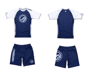 Ensemble de protection contre les éruptions cutanées noir à manches longues unisexe pour adultes, maillot de bain respirant à manches courtes BJJ MMA, kit de protection solaire UPF 50+ - Product Image 1