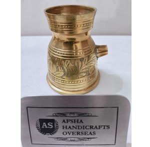 Cafetera Turca/Griega/Árabe de Latón Macizo Grabado, Cafetera para Estufa, Cezve, Ibrik, Briki con Mango de Madera - Product Image 2