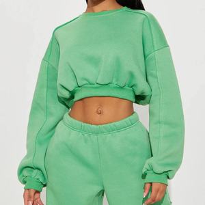 Conjunto Deportivo Casual de Moda para Mujer, Manga Larga, 2 Piezas, Conjuntos Deportivos de la Mejor Calidad, Diseños de Sudadera con Capucha y Top Corto con Cuello Redondo - Product Image 3