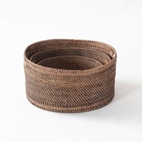 Panier à pain rond décoratif en rotin naturel, ensemble d'accessoires pour table de restaurant