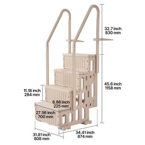 Escalera para Piscina de 4 Peldaños, Antideslizante, Resistente, con Barandillas Dobles, Capacidad de Carga Máxima de 400 Libras, para Piscinas de 48-54 Pulgadas - Product Image 5