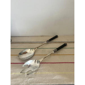 Mirror Polish Stainless Steel Spoon And Fork Salad Serving Cutlery <b>Sets</b> 2 Pcs Custom Logo Print Sustainable & Eco Friendly - Product Image 1