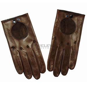 Guantes de Motocicleta Retro Vintage de Cuero Amarillo, Piel de Cabra Perforada y Transpirable, Guantes de Moto para Verano, Clásicos Urbanos para Motociclistas - Product Image 1