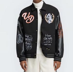 Chaqueta de Motocicleta Unisex de Cuero PU con Logotipo Bordado en la Parte Delantera, Acolchado de Poliéster Resistente al Viento, Cierre de un Solo Botón, Corte Regular, para Invierno - Product Image 1
