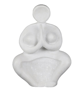 Escultura Abstracta de Diosa del Yoga Femenina, Acabado en Mármol Blanco, Estatua en Pose Namaste, Figura Minimalista de Dama del Yoga - Product Image 1